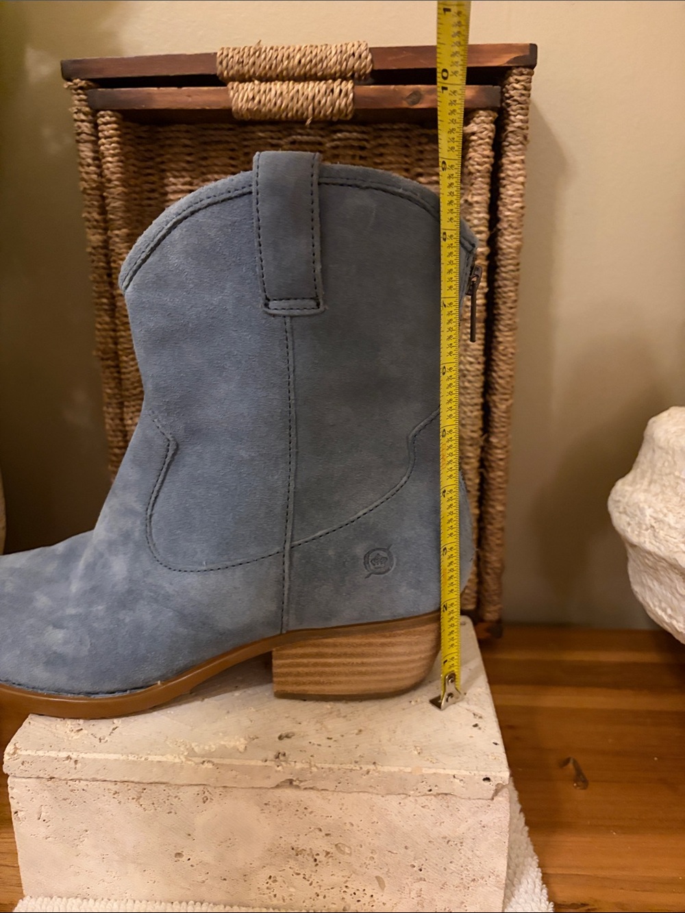 Born Light Blue Suede Western Ankle Boots - Picture 16 of 17